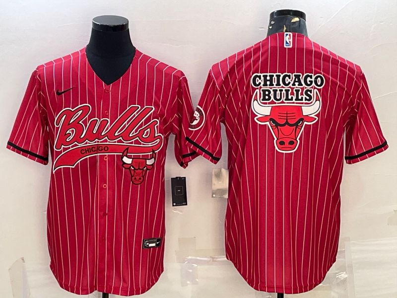 Men Chicago Bulls Blank Red Stripe 2022 Nike Co branded NBA Jerseys